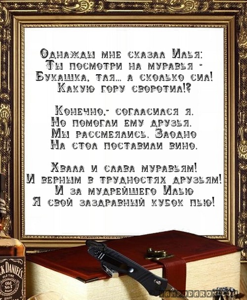шуточное стихотворение про Илью, тост в стихах…