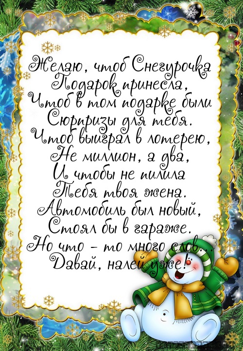 Желаю, чтоб Снегурочка…